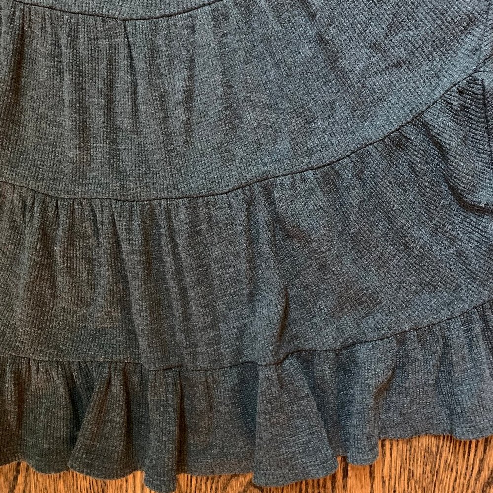 Altar'd State Charcoal Gray Ruffled Top - Picture 3 of 5